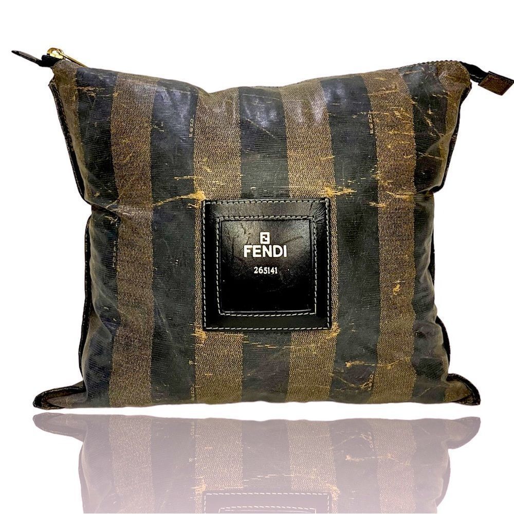 Fendi Brown and Black Striped Cosmetic Pouch